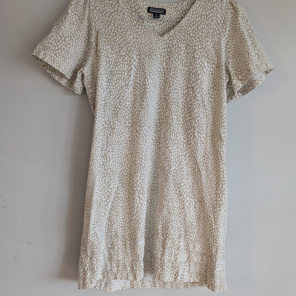 nicole miller medium shift day dress linen blend summer spotted minimalism mod